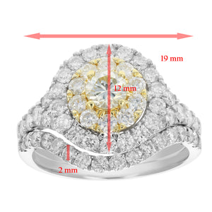 2 cttw Diamond Wedding Engagement Ring Set 14K Two Tone Gold Bridal Curve Style