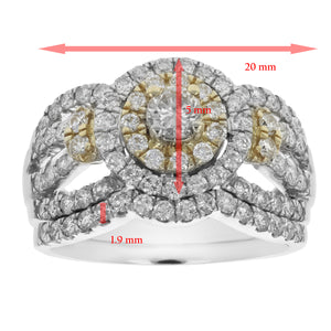 1.50 cttw Diamond Wedding Engagement Ring Set 14K Two Tone Gold Curve Bridal