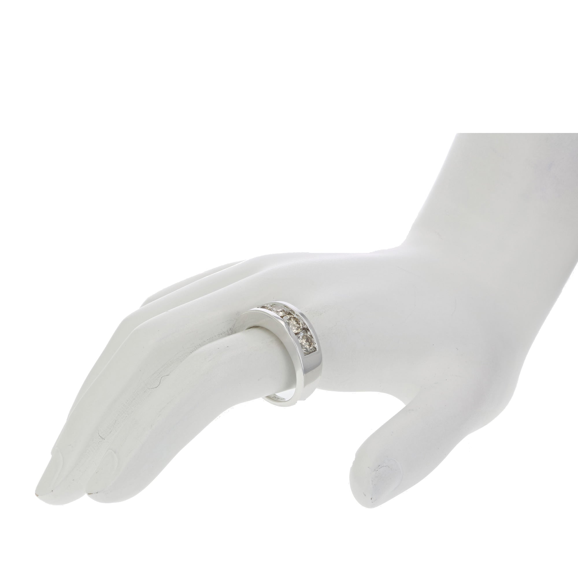1.50 cttw Champagne Diamond Wedding Band for Women in 14K White Gold 5 Stones Channel Set I1-I2, Size 6-10