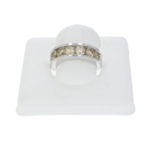 1.50 cttw Champagne Diamond Wedding Band for Women in 14K White Gold 7 Stones Channel Set I1-I2, Size 6-10