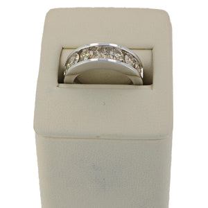 1.50 cttw Champagne Diamond Wedding Band for Women in 14K White Gold 7 Stones Channel Set I1-I2, Size 6-10