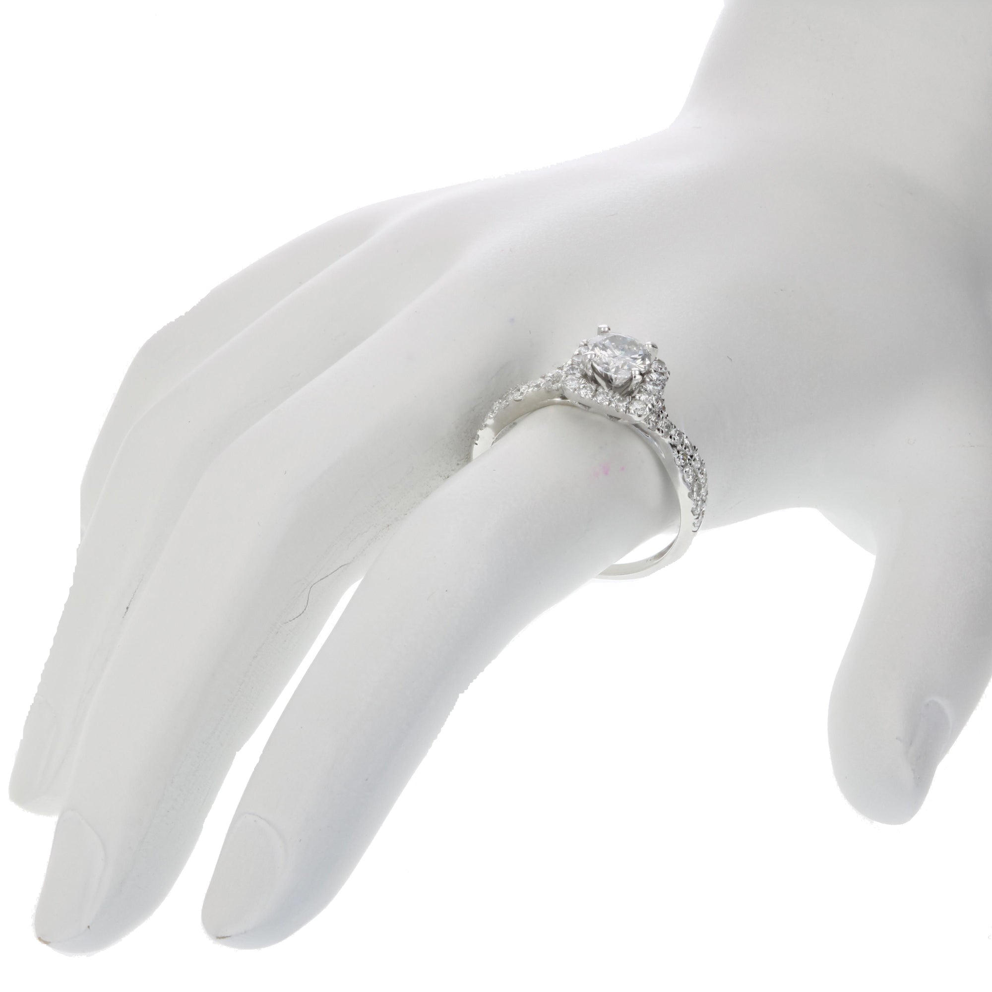 1 cttw Diamond Halo Criss-Cross Wedding Engagement Ring 14K White Gold Bridal
