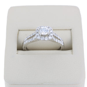 7/8 cttw Diamond Wedding Engagement Ring 14K White Gold Halo Bridal Style