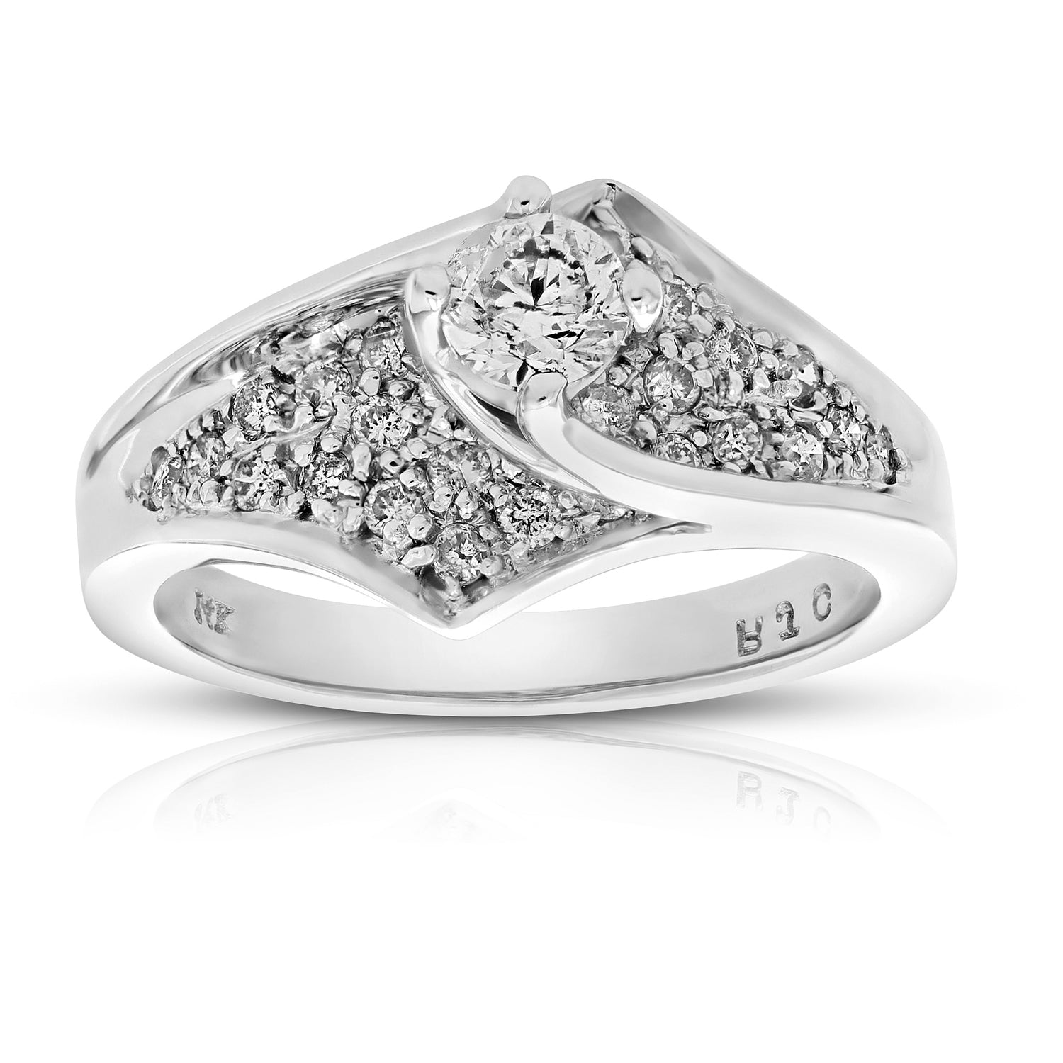 0.80 cttw Diamond Engagement Ring 14K White Gold Wedding Bridal Size 7