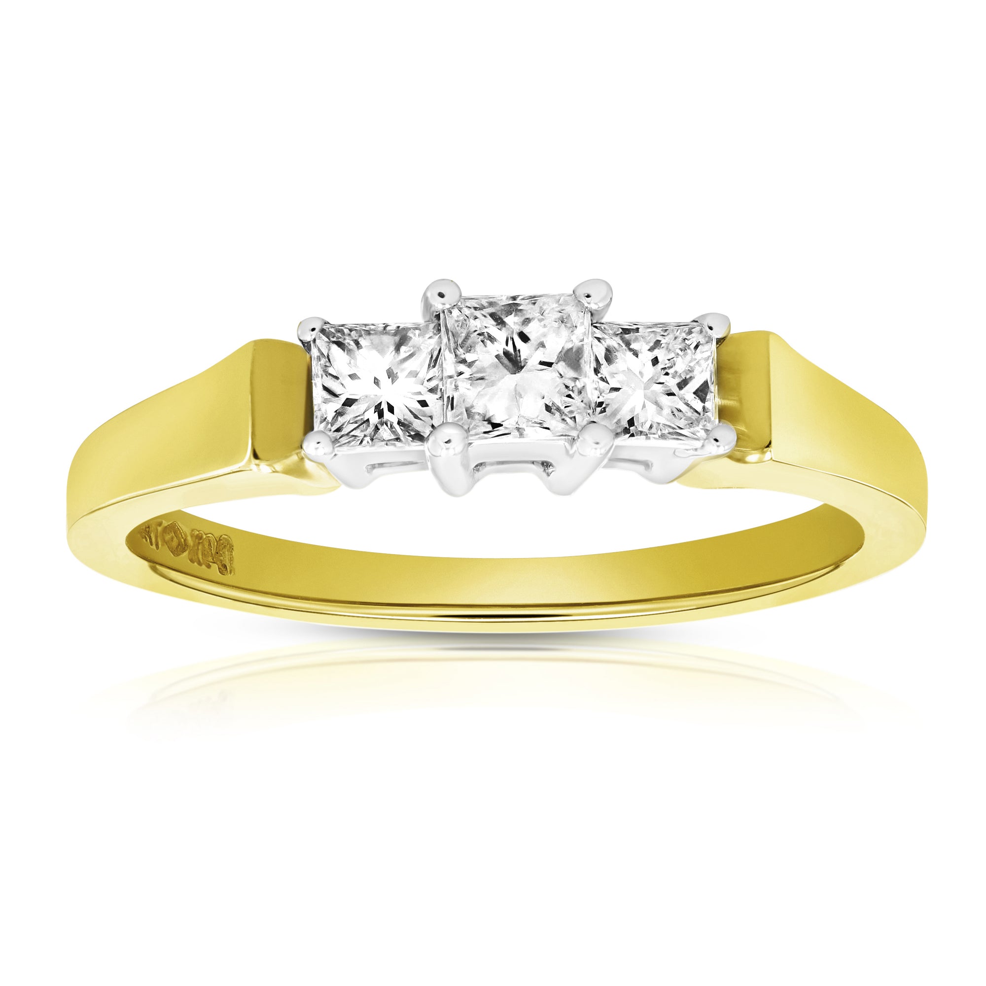 1/2 cttw Diamond 3 Stone Ring 14K Yellow Gold Size 7