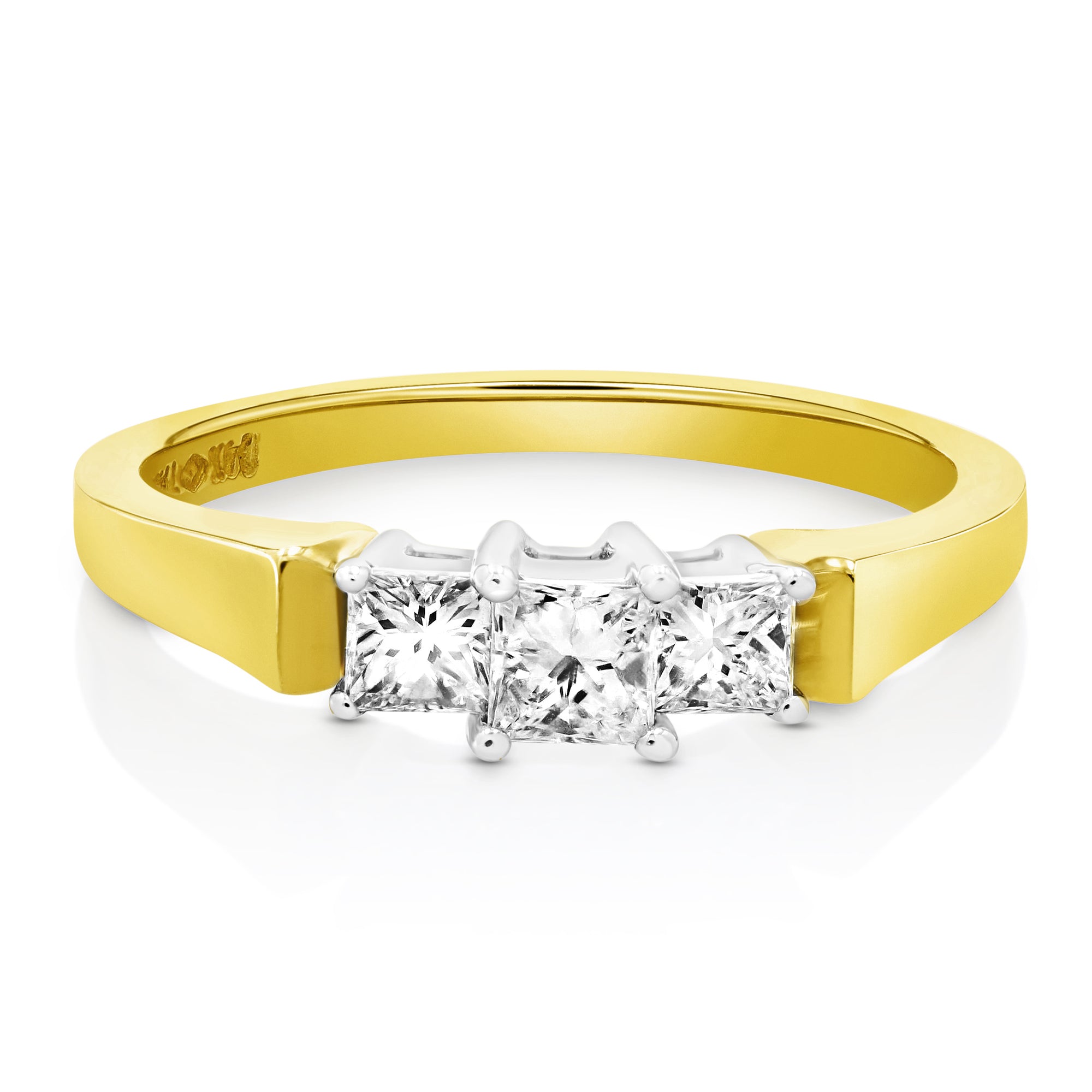 1/2 cttw Diamond 3 Stone Ring 14K Yellow Gold Size 7