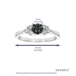 0.70 cttw Black and White Diamond 3 Stone Ring 10K White Gold Bridal Size 7