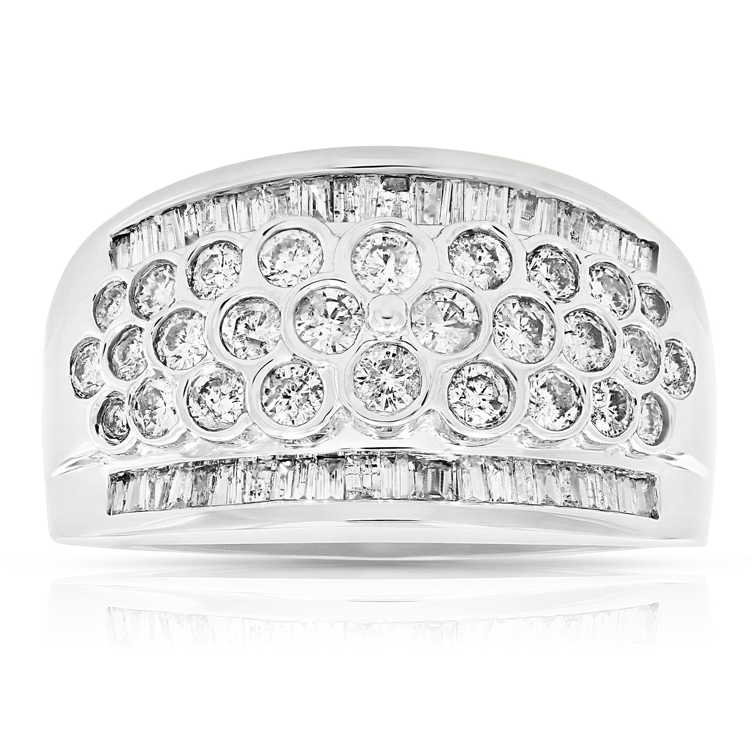1.50 cttw Diamond Cocktail Ring 10K White Gold Wedding Bridal Engagement Size 7