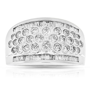 1.50 cttw Diamond Cocktail Ring 10K White Gold Wedding Bridal Engagement Size 7