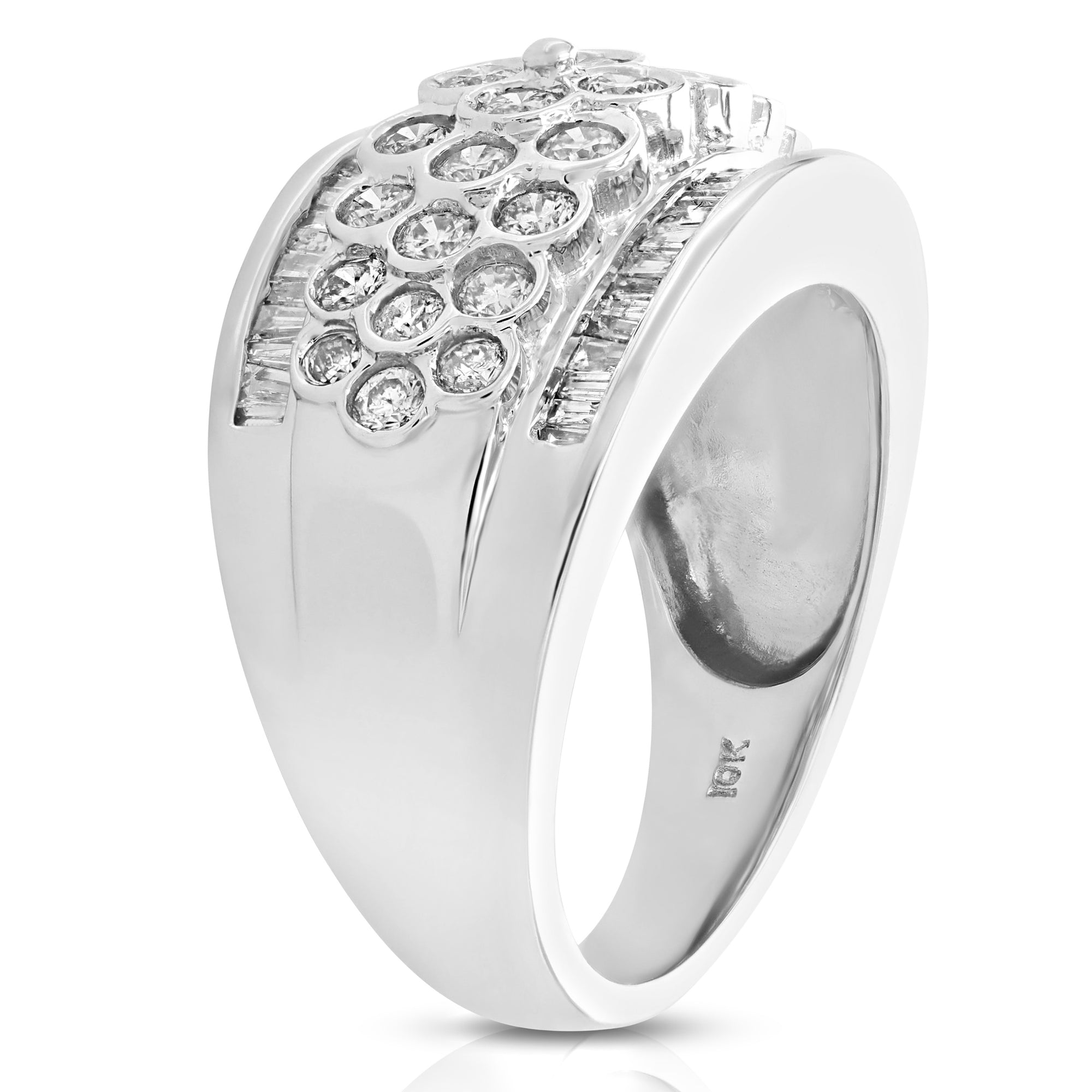 1.50 cttw Diamond Cocktail Ring 10K White Gold Wedding Bridal Engagement Size 7