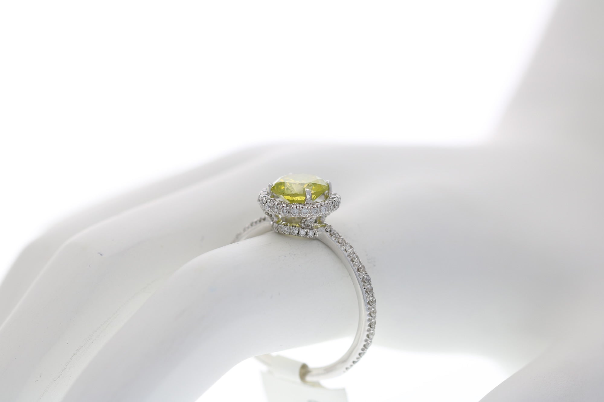 2 cttw Yellow and White Diamond Engagement Ring 14K White Gold Bridal Size 8