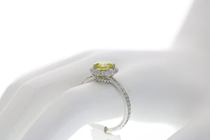 2 cttw Yellow and White Diamond Engagement Ring 14K White Gold Bridal Size 8