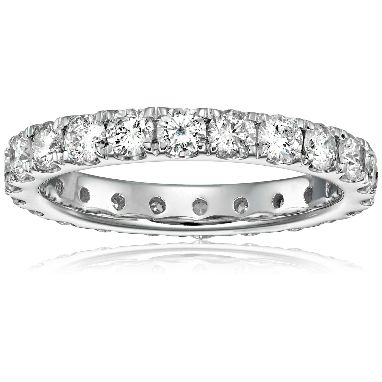5 cttw Diamond Wedding Anniversary Band for Women, Full Eternity Round Lab Grown Diamond Engagement Ring 18K White Gold Prong Set