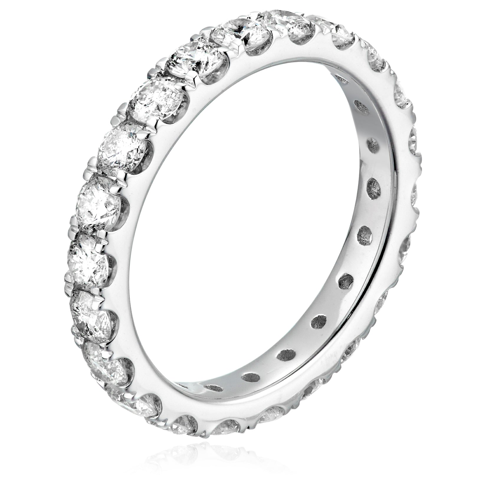 2 cttw Diamond Eternity Ring for Women, Wedding Band in 14K White Gold Prong Set, Size 4.5-10