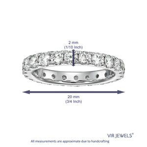 2 cttw Diamond Eternity Ring for Women, Wedding Band in 14K White Gold Prong Set, Size 4.5-10