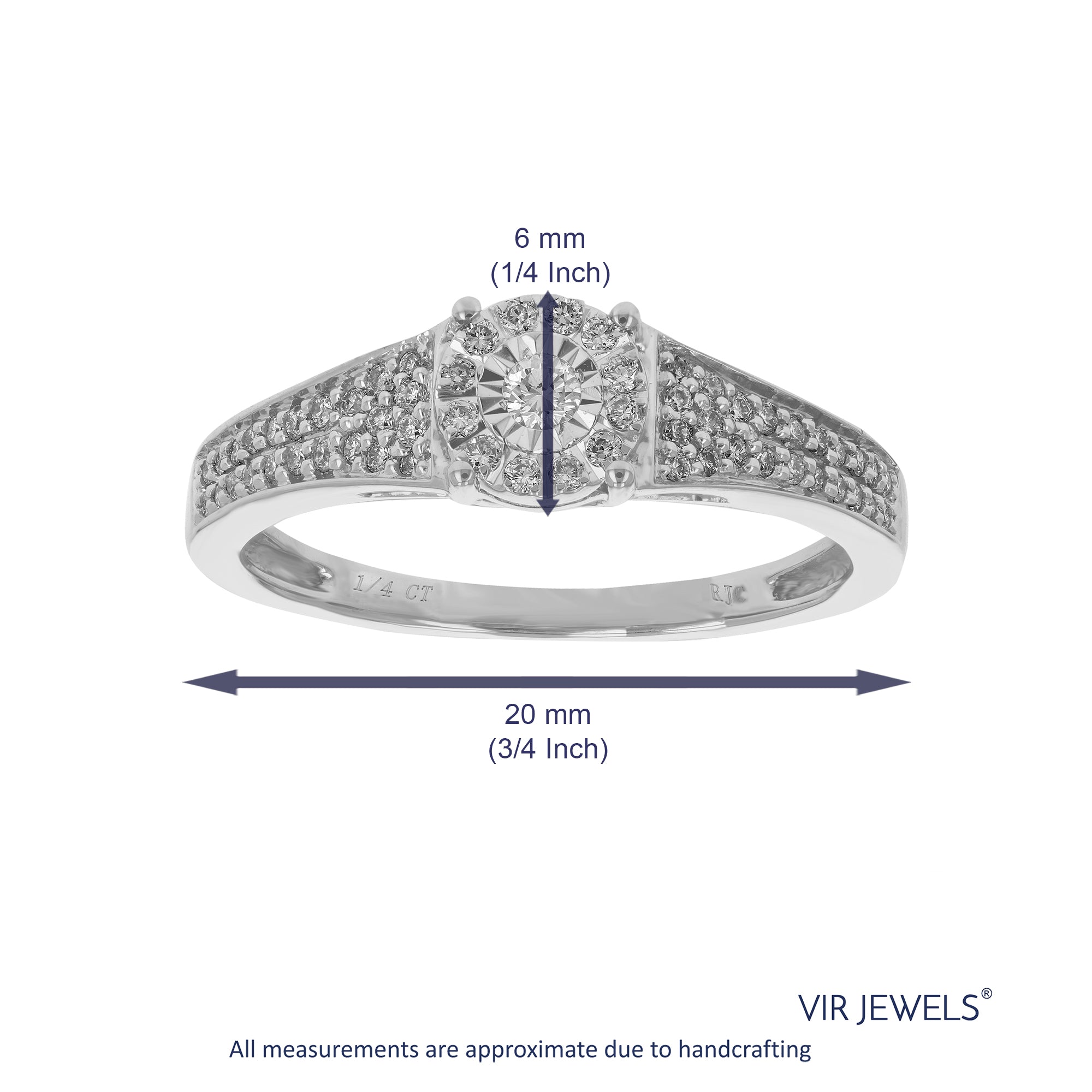 1/4 cttw Diamond Engagement Ring for Women, Round Lab Grown Diamond Ring in 0.925 Sterling Silver, Prong Setting, Size 6-8