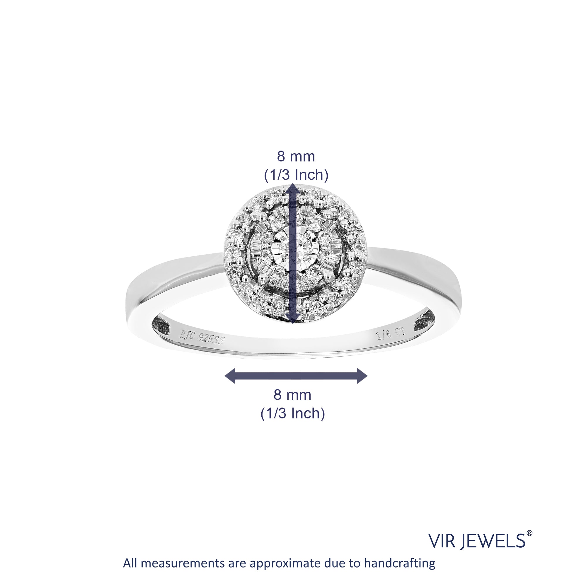 1/6 cttw Diamond Engagement Ring for Women, Round Lab Grown Diamond Ring in 0.925 Sterling Silver, Prong Setting, Size 6-8