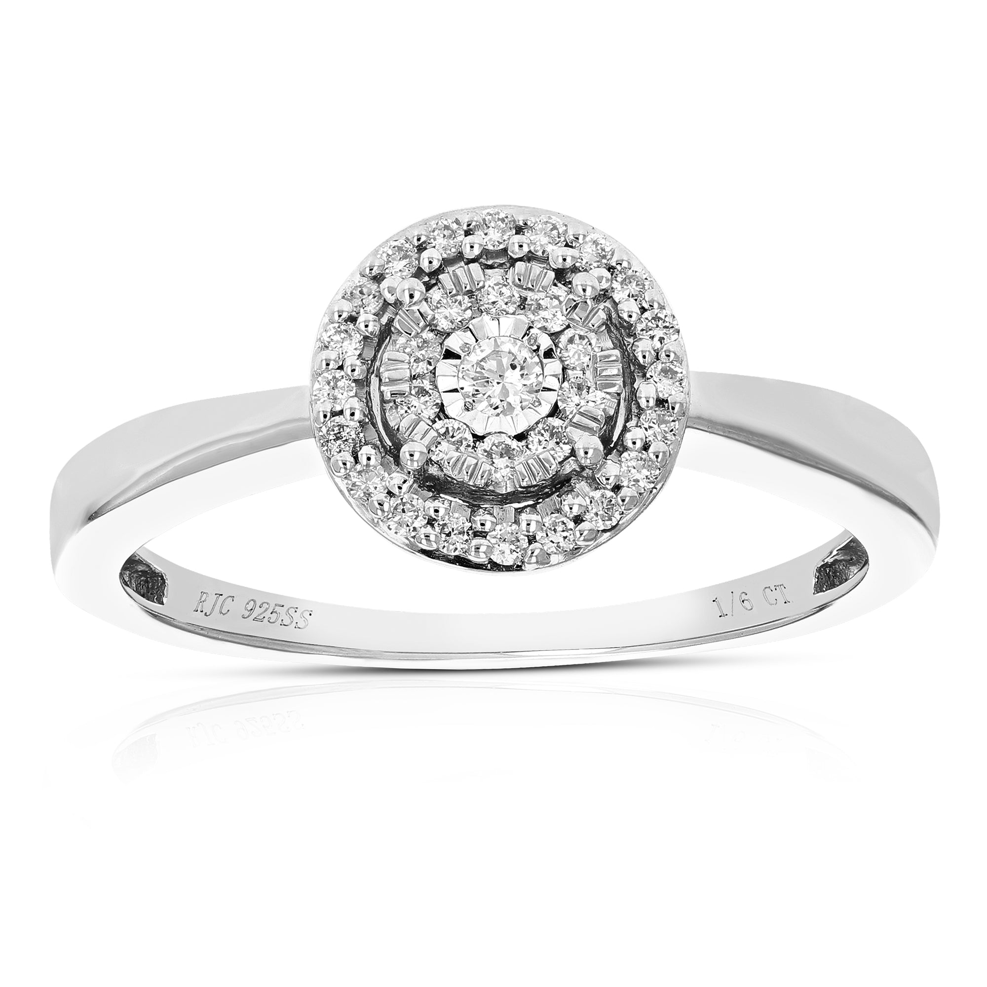 1/6 cttw Diamond Engagement Ring for Women, Round Lab Grown Diamond Ring in 0.925 Sterling Silver, Prong Setting, Size 6-8