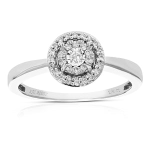 1/6 cttw Diamond Engagement Ring for Women, Round Lab Grown Diamond Ring in 0.925 Sterling Silver, Prong Setting, Size 6-8
