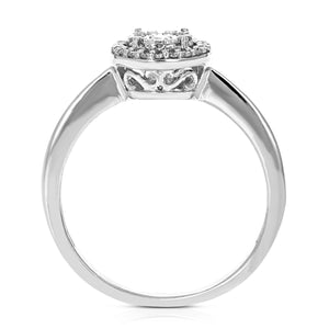1/6 cttw Diamond Engagement Ring for Women, Round Lab Grown Diamond Ring in 0.925 Sterling Silver, Prong Setting, Size 6-8
