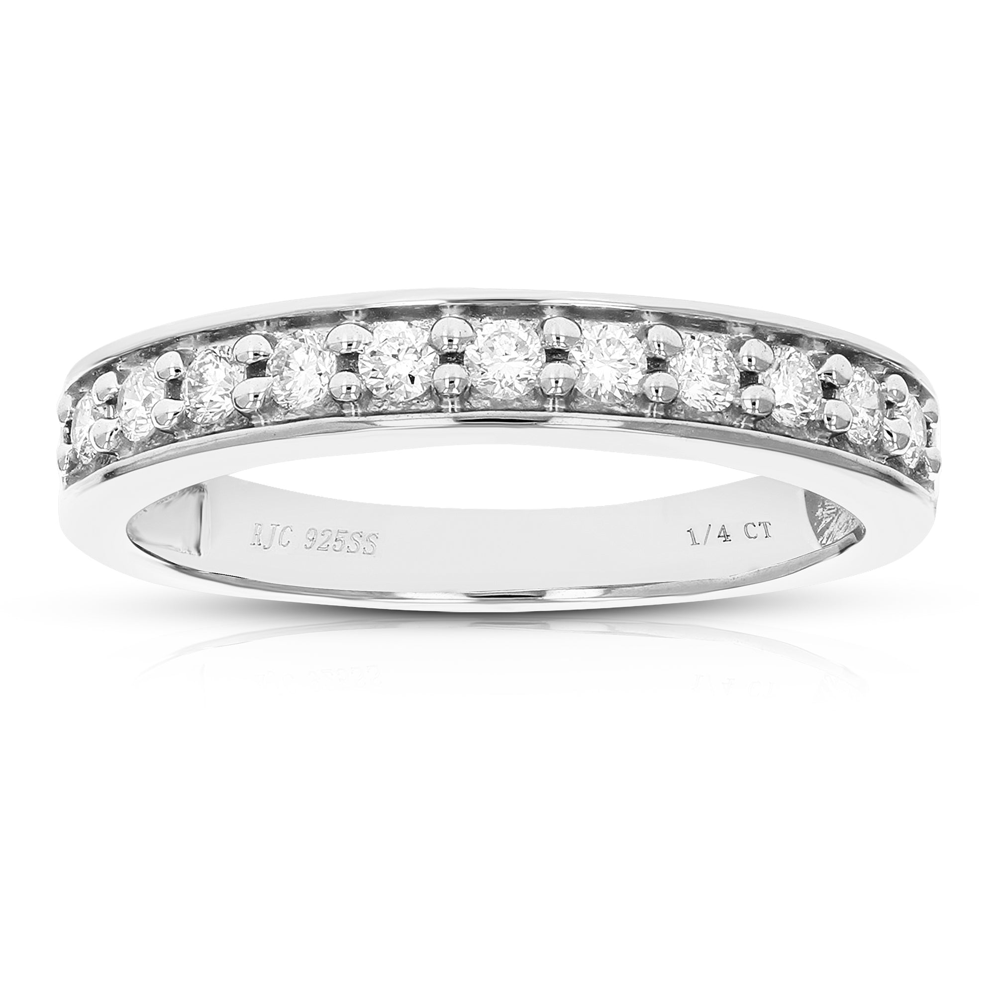 1/4 cttw Diamond Wedding Band for Women, Round Lab Grown Diamond Wedding Band in .925 Sterling Silver, Prong Setting, Size 6-8