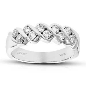 1/2 cttw Diamond Wedding Band for Women, Round Lab Grown Diamond Wedding Band in .925 Sterling Silver, Channel Setting, Size 6-8