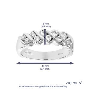 1/2 cttw Diamond Wedding Band for Women, Round Lab Grown Diamond Wedding Band in .925 Sterling Silver, Channel Setting, Size 6-8
