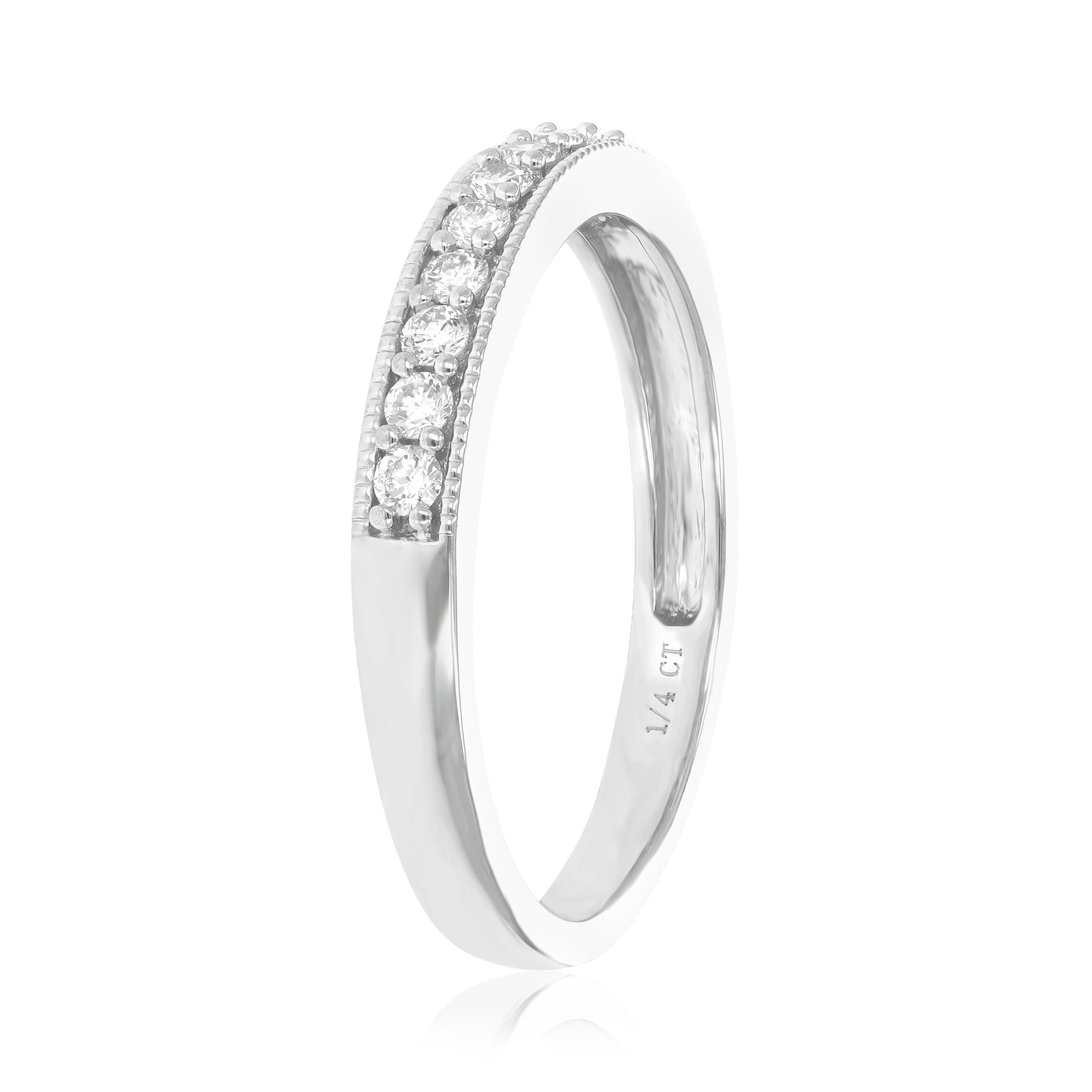 1/4 cttw Diamond Wedding Band for Women, Round Lab Grown Diamond Wedding Band in .925 Sterling Silver, Prong Setting, Size 6-8