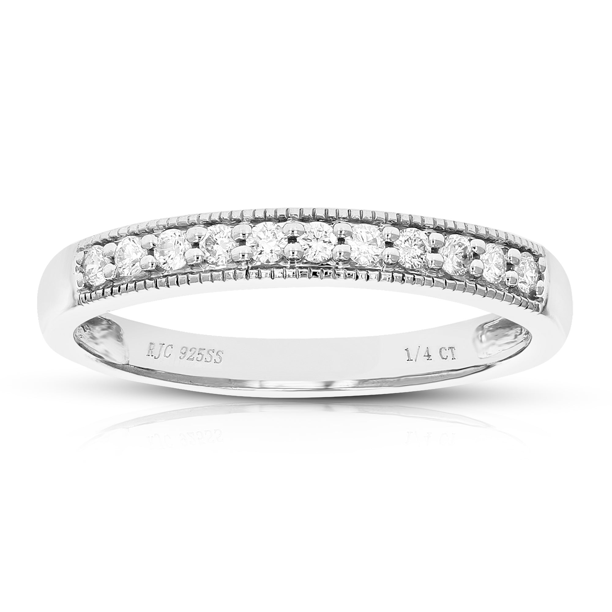 1/4 cttw Diamond Wedding Band for Women, Round Lab Grown Diamond Wedding Band in .925 Sterling Silver, Prong Setting, Size 6-8