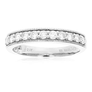 1/2 cttw Diamond Wedding Band for Women, Round Lab Grown Diamond Wedding Band in .925 Sterling Silver, Prong Setting, Size 6-8