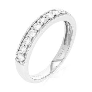 1/2 cttw Diamond Wedding Band for Women, Round Lab Grown Diamond Wedding Band in .925 Sterling Silver, Prong Setting, Size 6-8