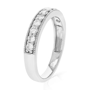 1/2 cttw Diamond Wedding Band for Women, Round Lab Grown Diamond Wedding Band in .925 Sterling Silver, Prong Setting, Size 6-8