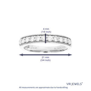 1/2 cttw Diamond Wedding Band for Women, Round Lab Grown Diamond Wedding Band in .925 Sterling Silver, Prong Setting, Size 6-8