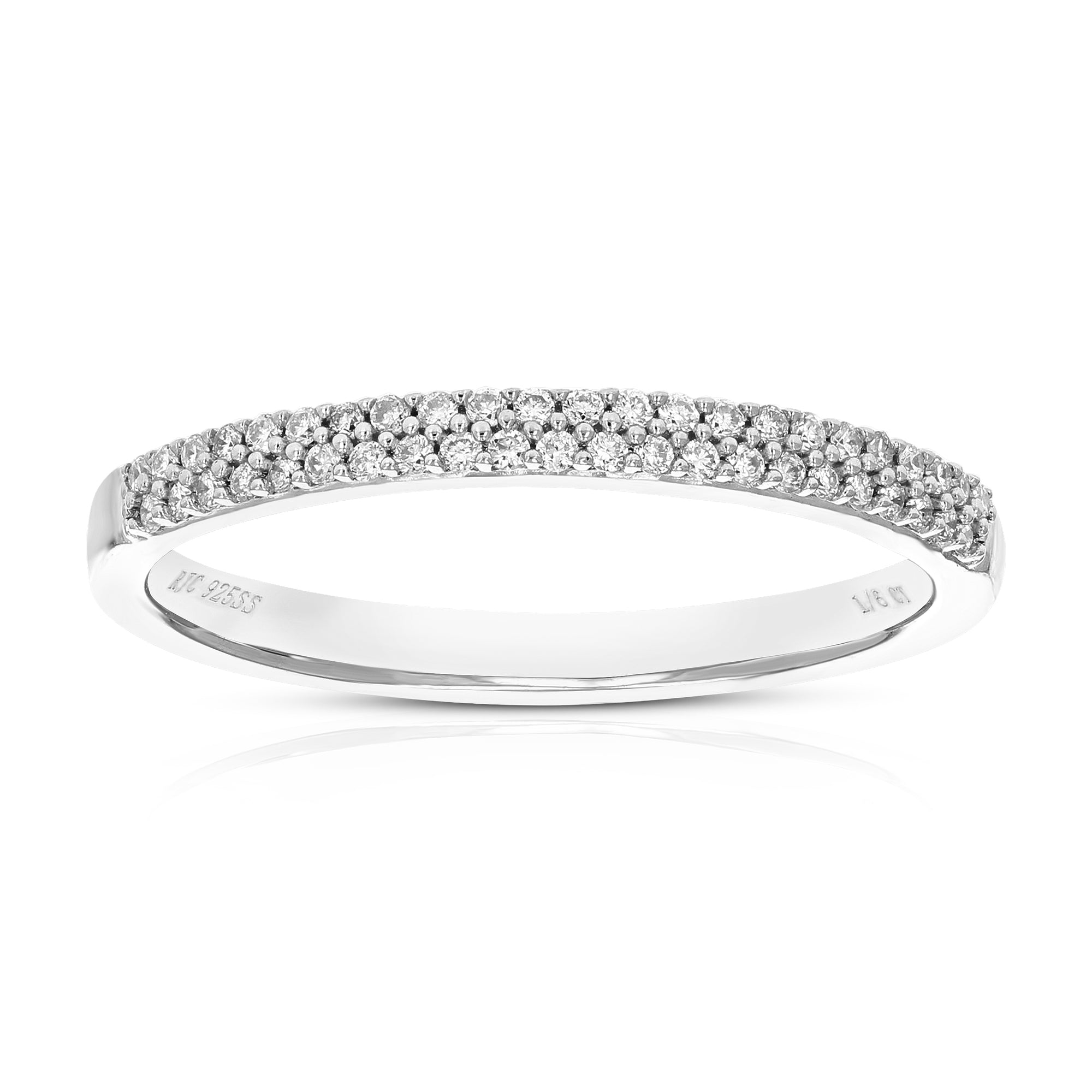 1/6 cttw Diamond Wedding Band for Women, Round Lab Grown Diamond Wedding Band in .925 Sterling Silver, Prong Setting, Size 6-8