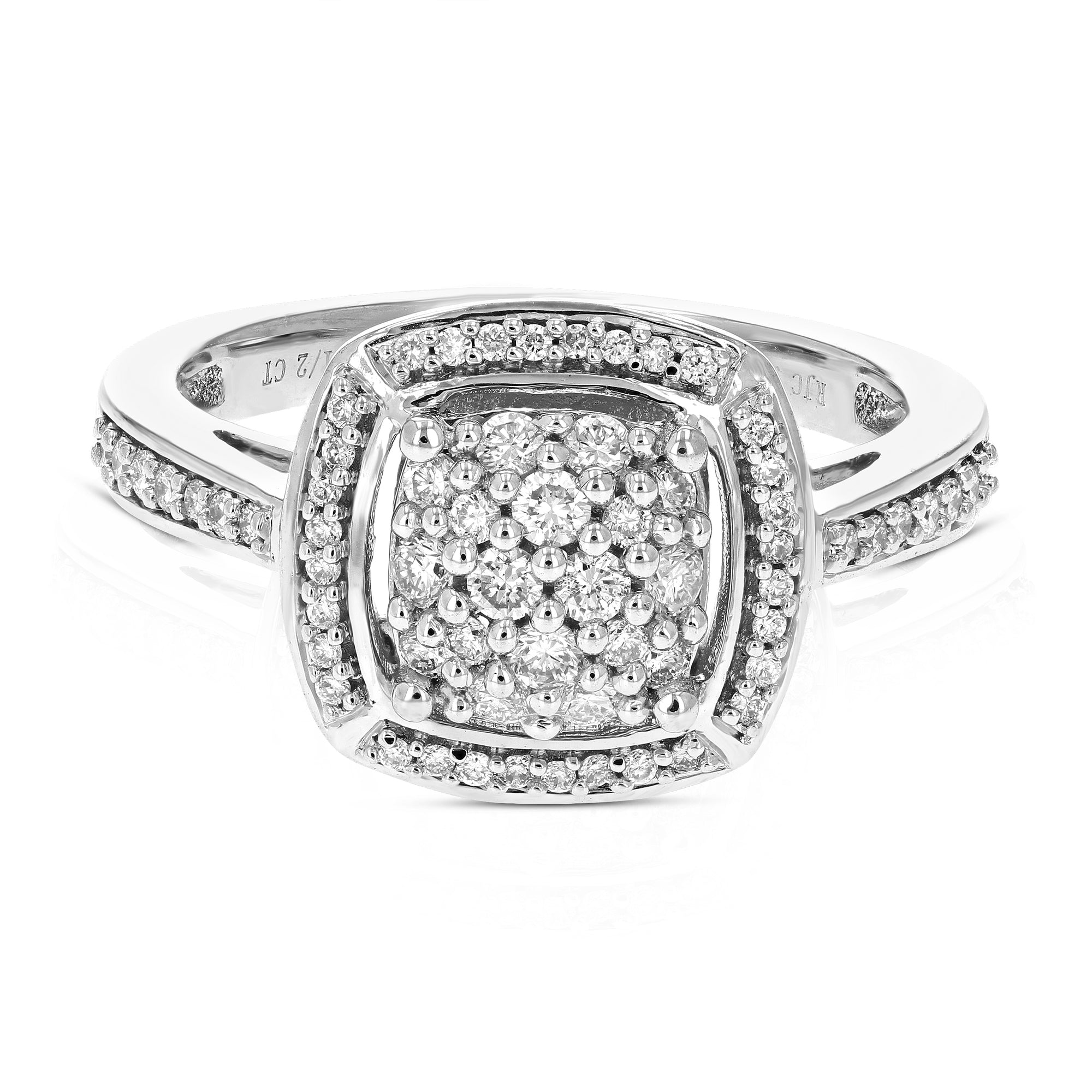 1/2 cttw Diamond Engagement Ring for Women, Round Lab Grown Diamond Ring in 0.925 Sterling Silver, Prong Setting, Size 6-8