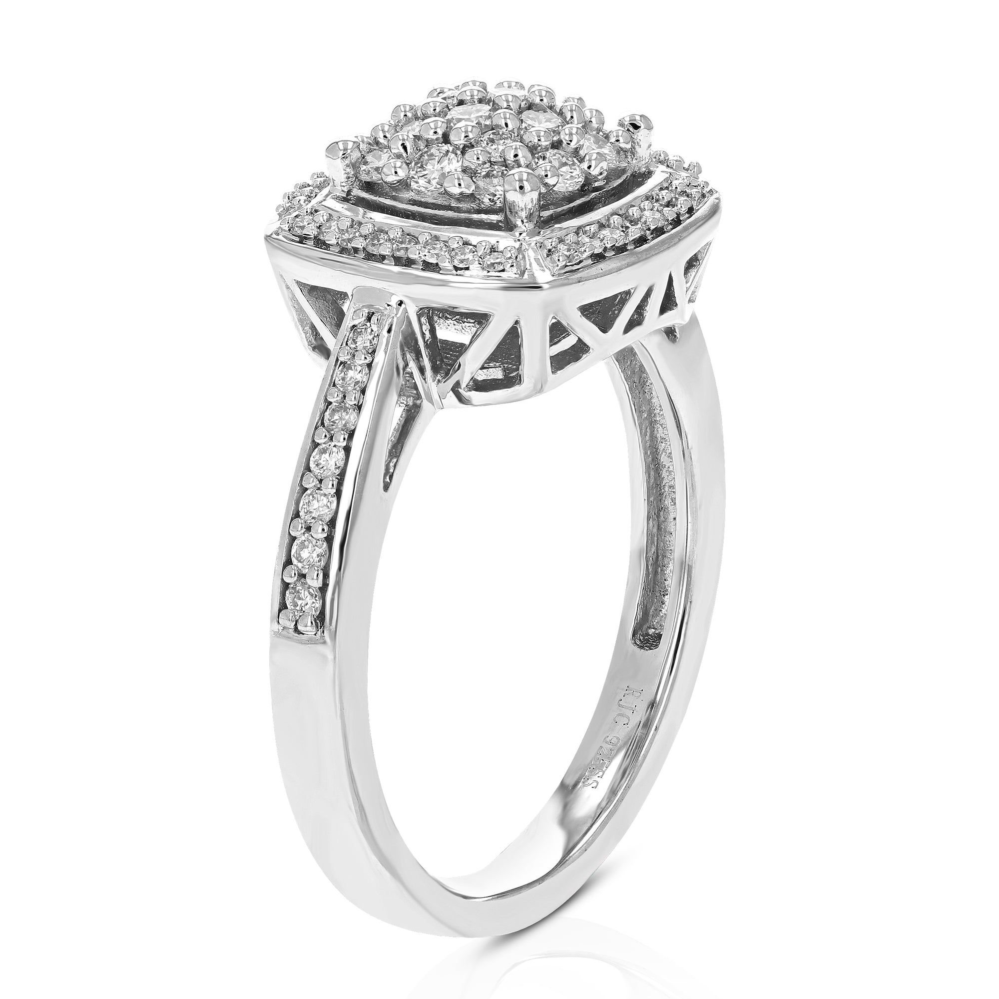 1/2 cttw Diamond Engagement Ring for Women, Round Lab Grown Diamond Ring in 0.925 Sterling Silver, Prong Setting, Size 6-8
