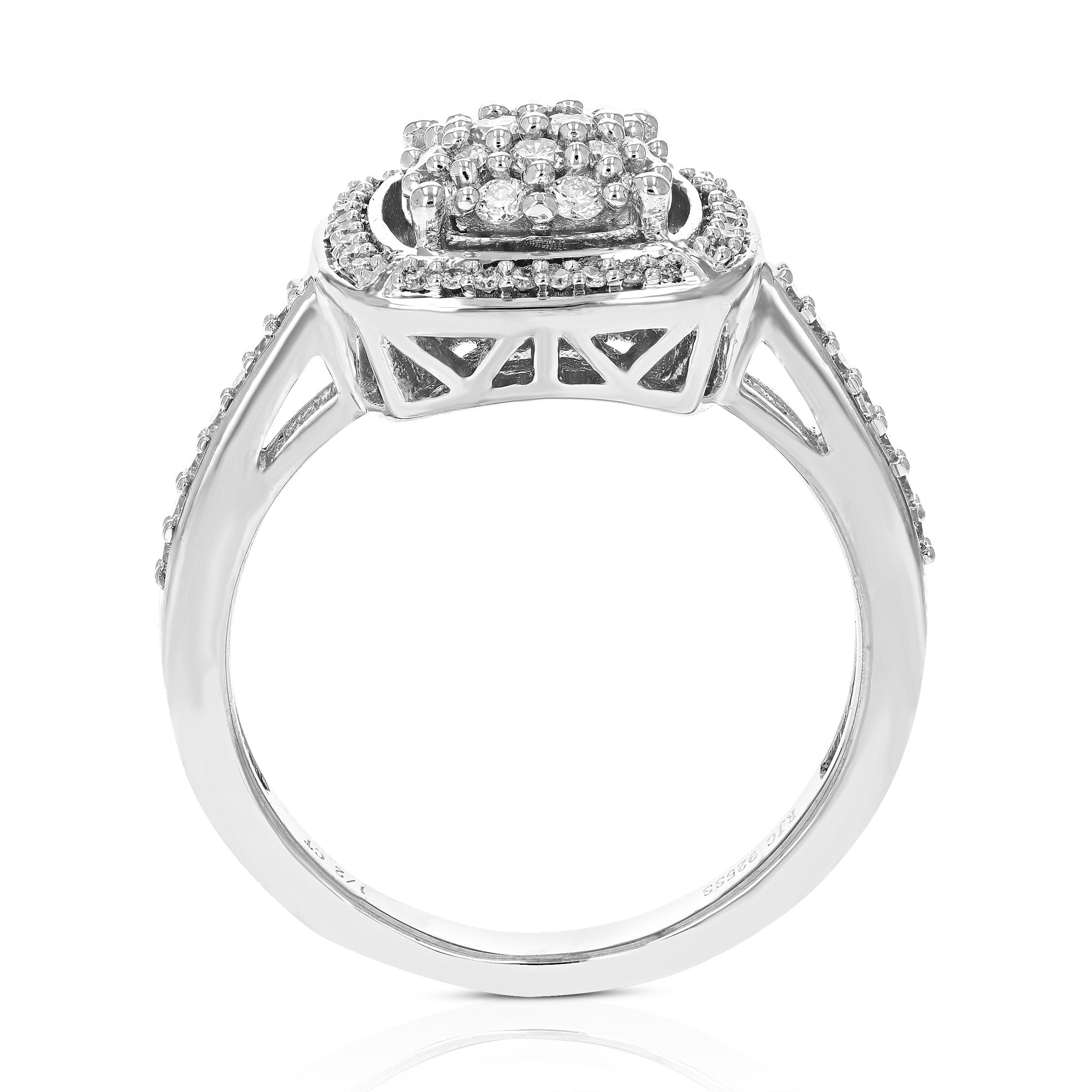 1/2 cttw Diamond Engagement Ring for Women, Round Lab Grown Diamond Ring in 0.925 Sterling Silver, Prong Setting, Size 6-8