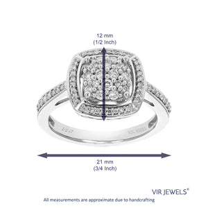 1/2 cttw Diamond Engagement Ring for Women, Round Lab Grown Diamond Ring in 0.925 Sterling Silver, Prong Setting, Size 6-8