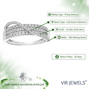 1/2 cttw Diamond Engagement Ring for Women, Round Lab Grown Diamond Ring in 0.925 Sterling Silver, Prong Setting, Size 6-8