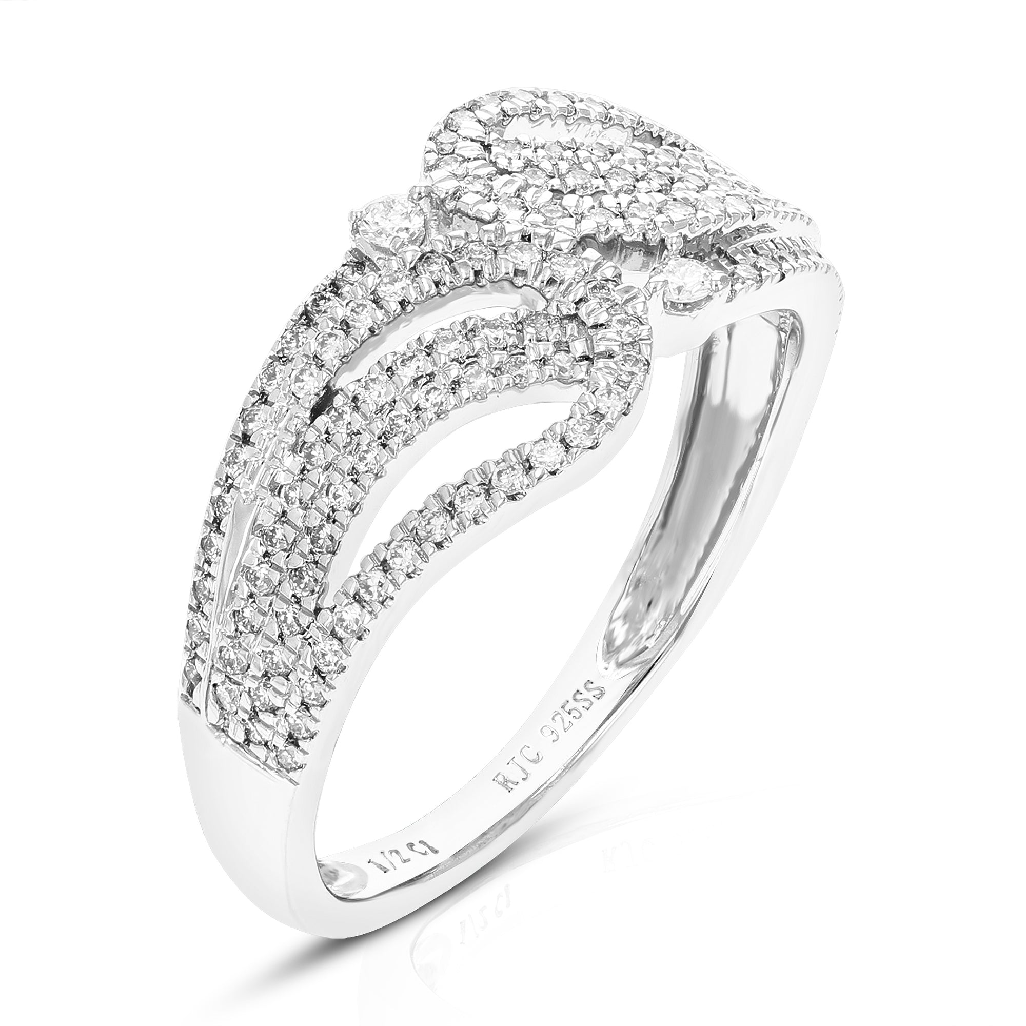 1/2 cttw Diamond Engagement Ring for Women, Round Lab Grown Diamond Ring in 0.925 Sterling Silver, Prong Setting, Size 6-8