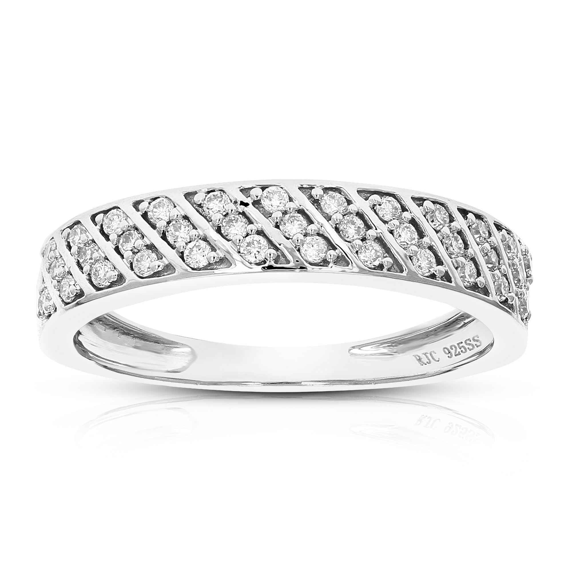 1/4 cttw Diamond Wedding Band for Women, Round Lab Grown Diamond Wedding Band in .925 Sterling Silver, Prong Setting, Size 6-8