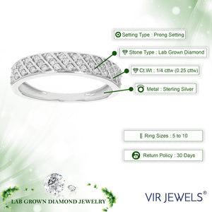 1/4 cttw Diamond Wedding Band for Women, Round Lab Grown Diamond Wedding Band in .925 Sterling Silver, Prong Setting, Size 6-8