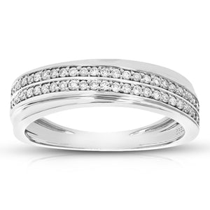 1/5 cttw Round Cut Lab Grown Diamond Wedding Band 42 Stones .925 Sterling Silver Prong Set
