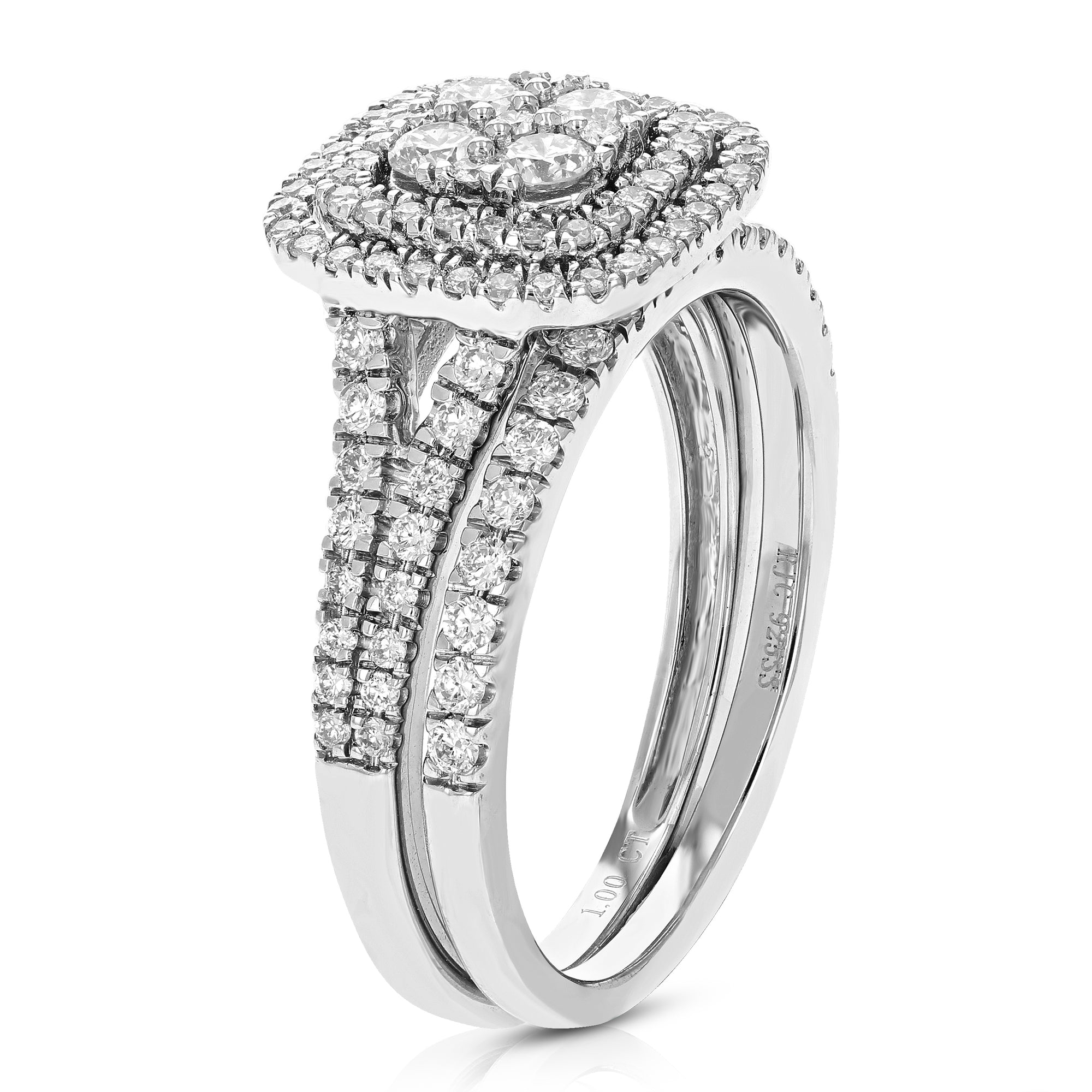 1 cttw Wedding Engagement Ring Bridal Set, Round Lab Grown Diamond Ring for Women in .925 Sterling Silver, Prong Setting, Size 6-8