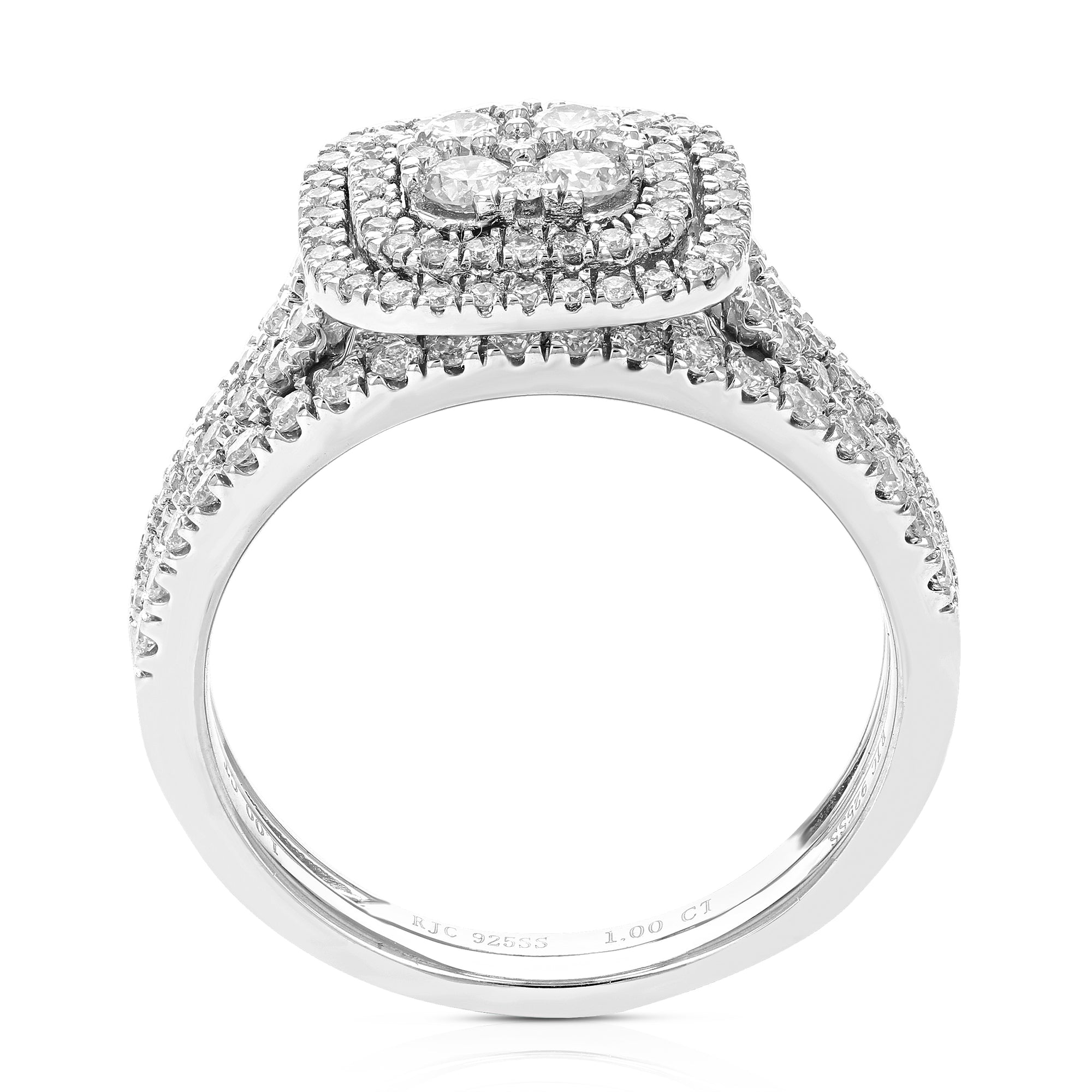 1 cttw Wedding Engagement Ring Bridal Set, Round Lab Grown Diamond Ring for Women in .925 Sterling Silver, Prong Setting, Size 6-8