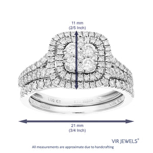 1 cttw Wedding Engagement Ring Bridal Set, Round Lab Grown Diamond Ring for Women in .925 Sterling Silver, Prong Setting, Size 6-8
