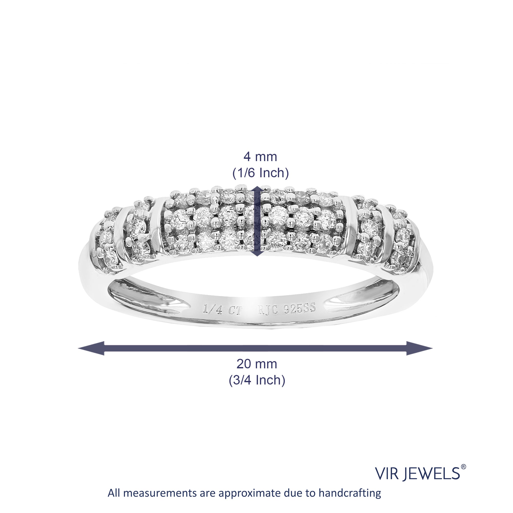 1/4 cttw Diamond Wedding Band for Women, Round Lab Grown Diamond Wedding Band in .925 Sterling Silver, Prong Setting, Size 6-8