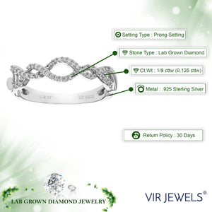 1/8 cttw Diamond Engagement Ring for Women, Round Lab Grown Diamond Ring in 0.925 Sterling Silver, Prong Setting, Size 6-8