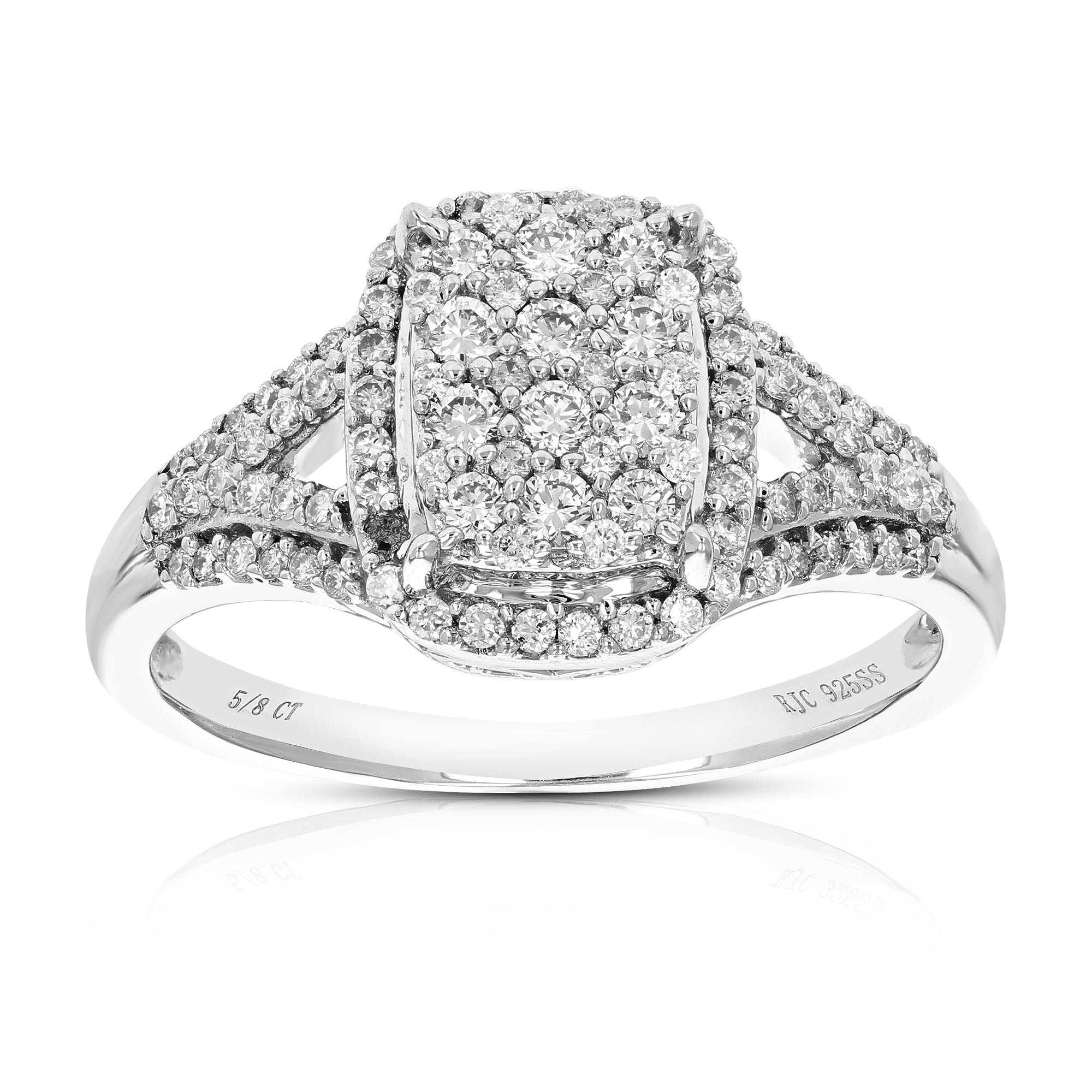 0.63 cttw Diamond Engagement Ring for Women, Round Lab Grown Diamond Ring in 0.925 Sterling Silver, Prong Setting, Size 6-8