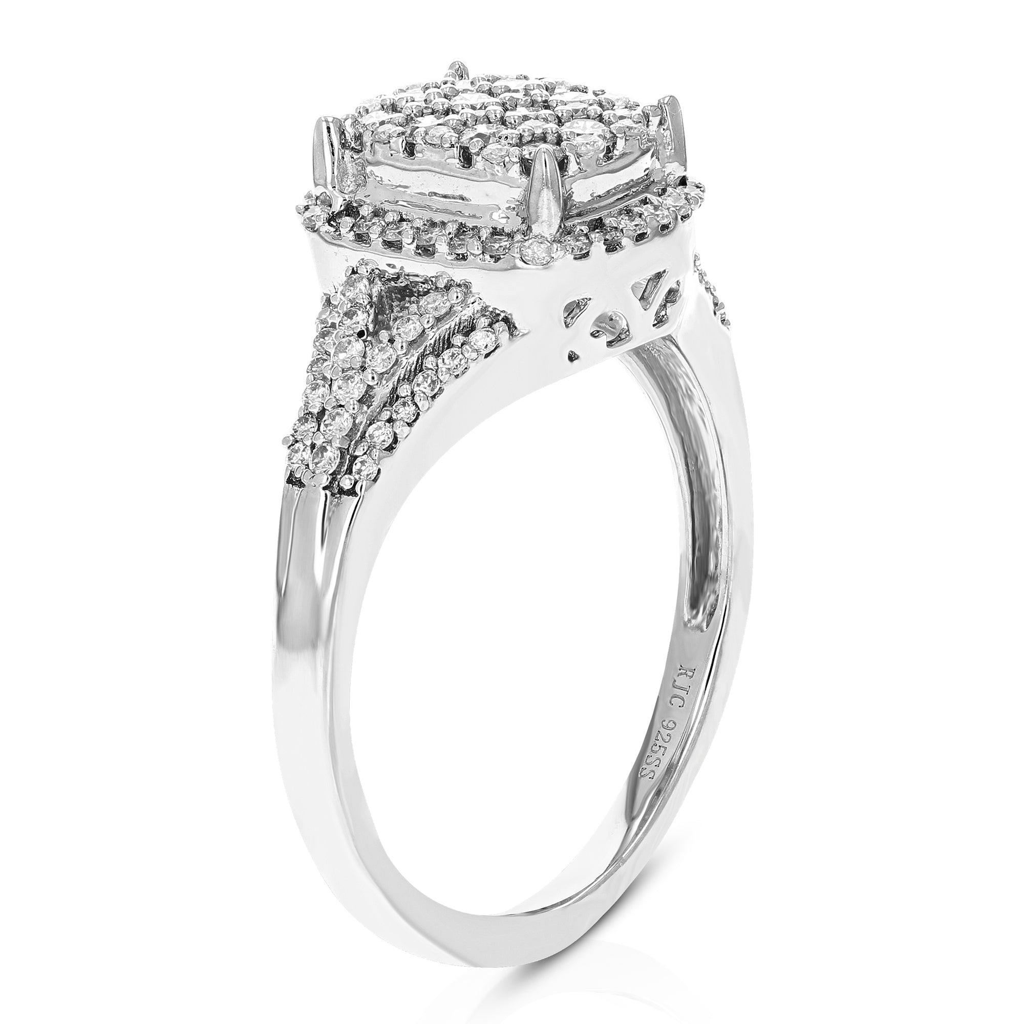 0.63 cttw Diamond Engagement Ring for Women, Round Lab Grown Diamond Ring in 0.925 Sterling Silver, Prong Setting, Size 6-8